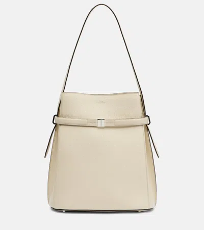 Totême Large Leather Bucket Bag In White