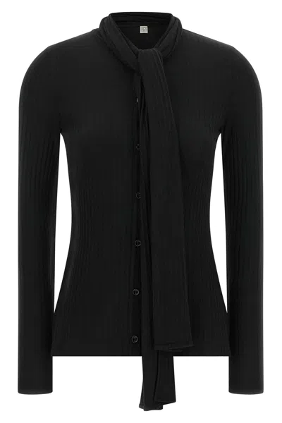 Totême Lavallière Neck Cardigan In Black