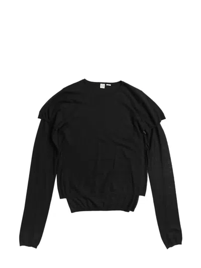 Totême Layered Fine-knit Jumper In Black