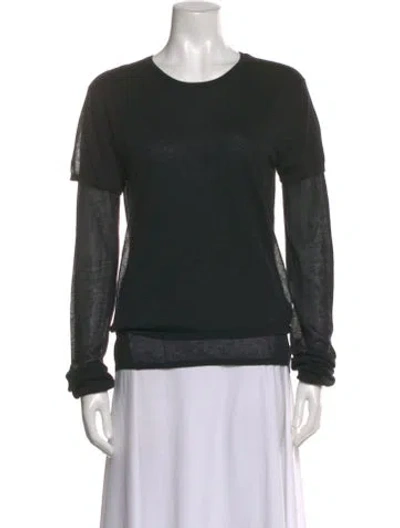 Pre-owned Totême Layered Knit Crew Neck Top In Black