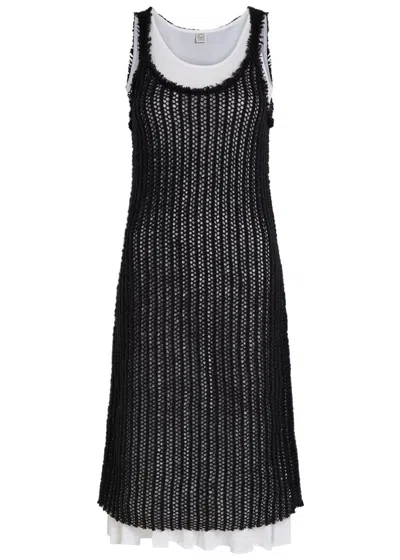 Totême Toteme Layered Mohair-blend Midi Dress In Black