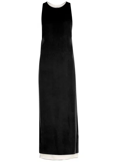 Totême Toteme Layered Racer-back Crepe Midi Dress In Black