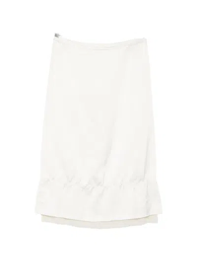 Totême Womens White Raw-hem Layered Satin Midi Skirt