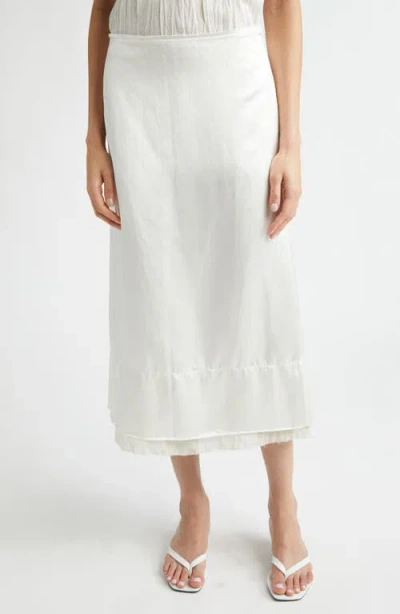 Totême Toteme Layered Satin Midi Skirt In White
