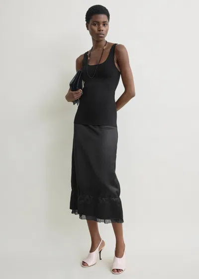 Totême Layered Satin Skirt Black
