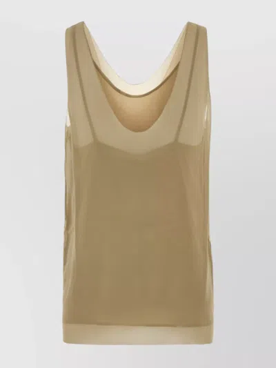 Totême Layered Sheer Sleeveless V-neck Top In Nude