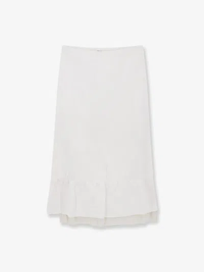 Totême Layered Viscose And Linen Blend Skirt In White