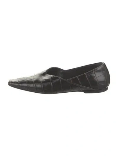 Pre-owned Totême Leather Animal Print Flats In Black