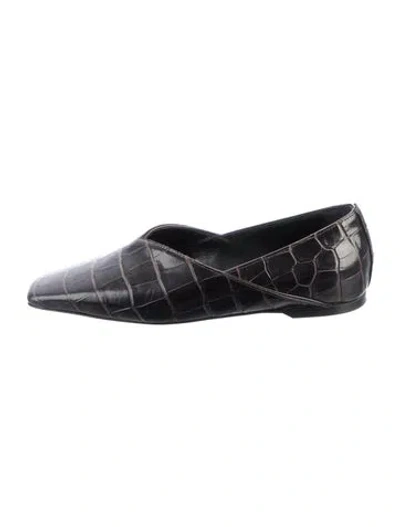 Pre-owned Totême Leather Animal Print Flats In Black