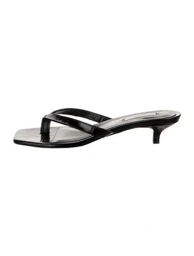 Pre-owned Totême Leather Animal Print Flip Flops In Black