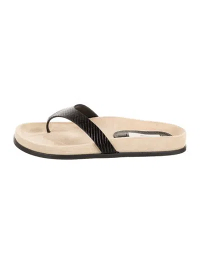 Pre-owned Totême Leather Animal Print Flip Flops In Neutrals