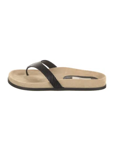 Pre-owned Totême Leather Animal Print Flip Flops In Neutrals
