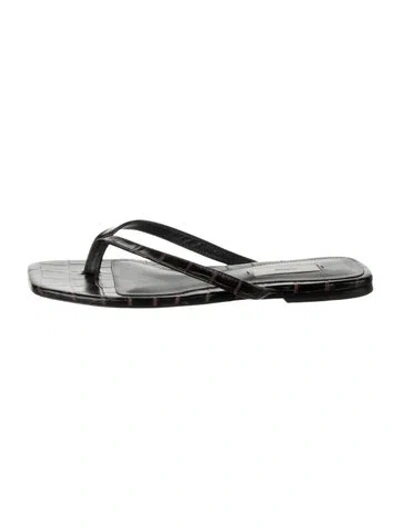 Pre-owned Totême Leather Animal Print Flip Flops In Silver