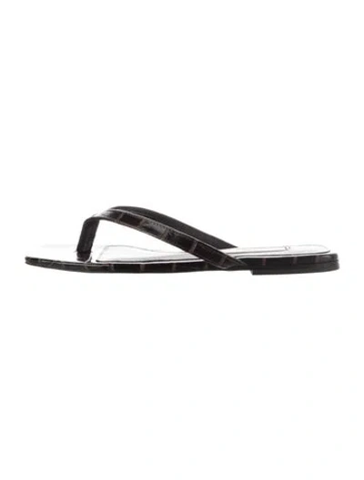 Pre-owned Totême Leather Animal Print Flip Flops W/ Tags In Black