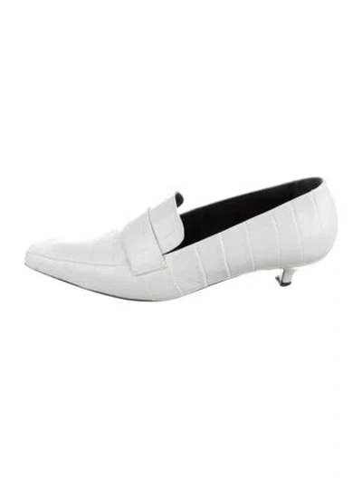 Pre-owned Totême Leather Animal Print Loafers In White