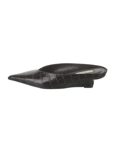 Pre-owned Totême Leather Animal Print Mules In Brown