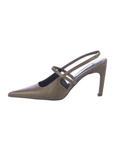 Pre-owned Totême Leather Animal Print Slingback Pumps In Black