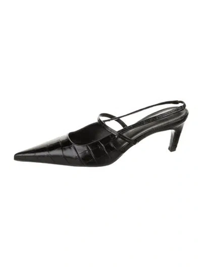 Pre-owned Totême Leather Animal Print Slingback Pumps In Black