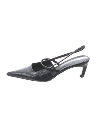 Pre-owned Totême Leather Animal Print Slingback Pumps In Silver