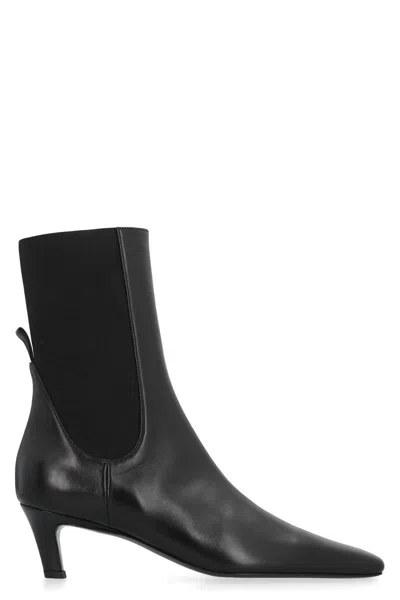 Totême Toteme Leather Ankle Boots In Black