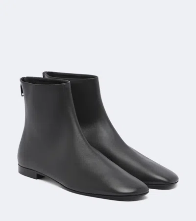 Totême Leather Ankle Boots In Black