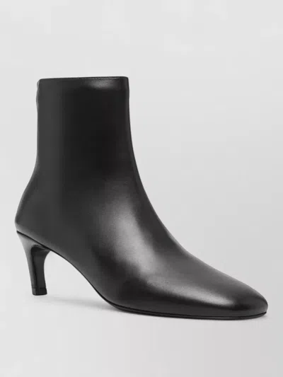 Totême Leather Ankle Boots Pointed Toe Mid Heel In Black