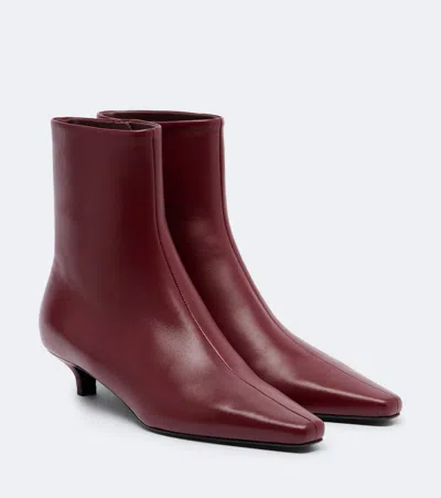Totême Leather Ankle Boots In Red