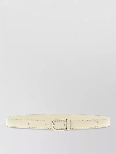 Totême Slim Grained-leather Trouser Belt Milk In Milk Grain