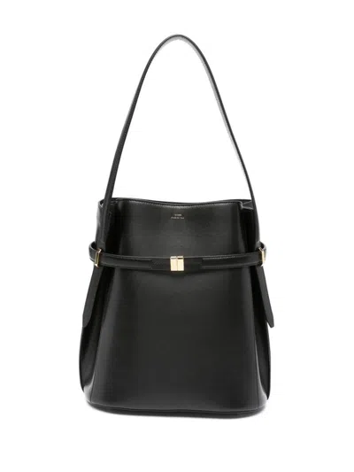 Totême Toteme Leather Belted Bucket Bag In Black  