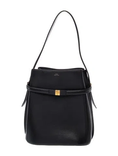 Pre-owned Totême Leather Belted Bucket Bag In Black