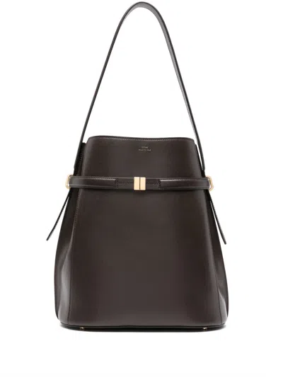 Totême Toteme Leather Belted Bucket Bag In Brown
