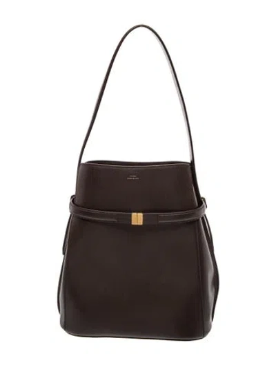Pre-owned Totême Leather Belted Bucket Bag Medium In Brown