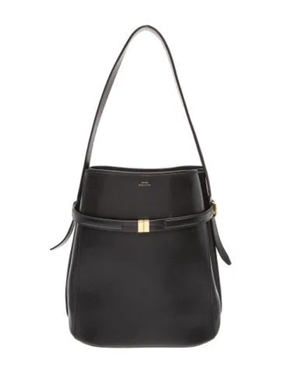 Pre-owned Totême Leather Belted Leather Bucket Bag In Black