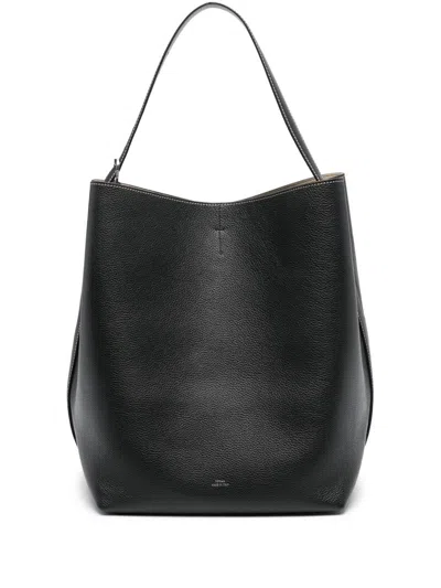 Totême Leather Belted Tote Bag In Black