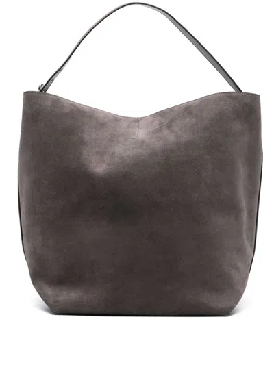 Totême Toteme Leather Belted Tote In Gray
