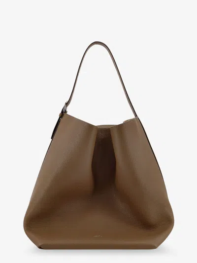 Totême Leather Belted Tote Shoulder Bag In Brown