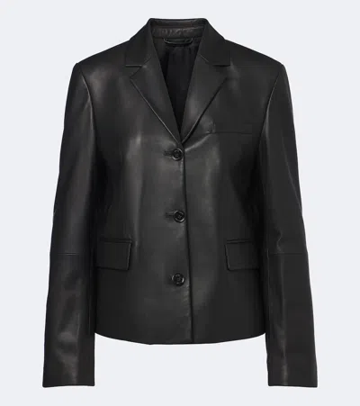 Totême Leather Blazer In Black