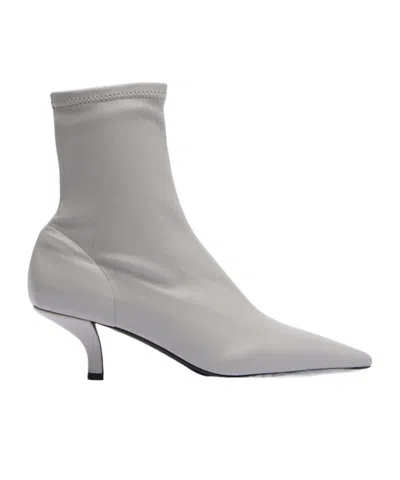 Totême Nappa Heeled Sock Boots Light Grey In Gray