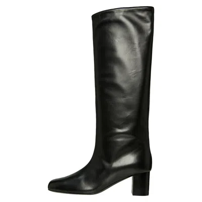 Totême Leather Boots With A Rounded Heel In Black