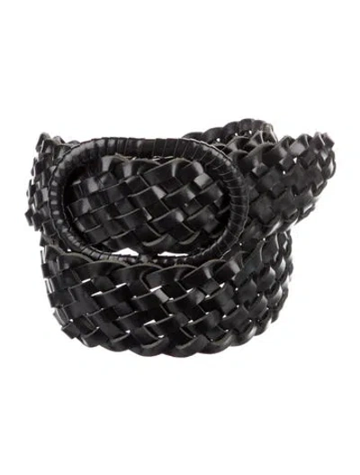 Pre-owned Totême Leather Braided Accents Waist Belt In Black