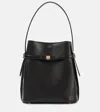 Totême Belted Palmellata Leather Bucket Bag In Black