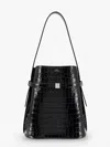 Totême Croco-effect Leather Bucket Bag With Frontal Strap In Black
