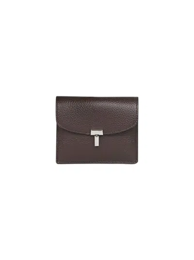 Totême Leather Cardholder With Lock Detail Toteme In Brown