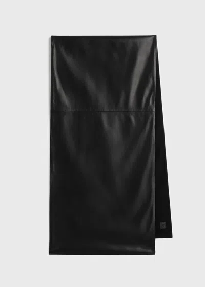 Totême Leather Cashmere Scarf Black