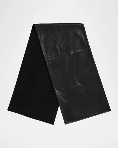 Totême Leather Cashmere Scarf In Black
