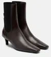 Totême Leather Mid-heel Ankle Boots In Brown