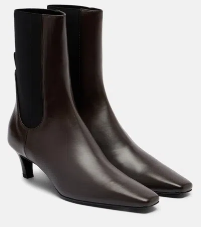 Totême Leather Mid-heel Ankle Boots In Brown