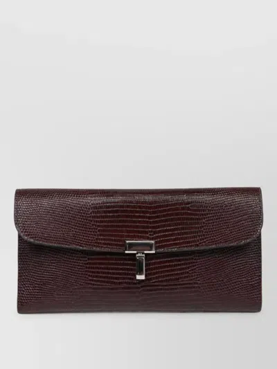 Totême Leather Clutch Bag In Burgundy