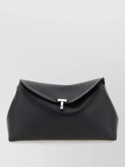 Totême Leather Clutch Bag In Black