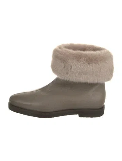 Pre-owned Totême Leather Colorblock Pattern Boots In Gray